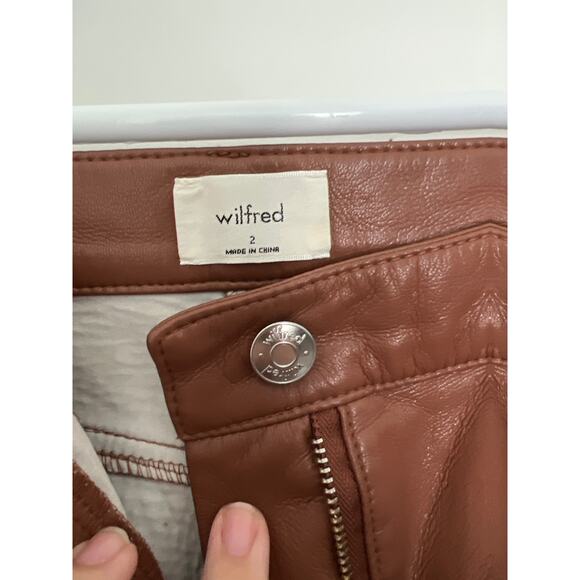 Wilfred The Melina High-Waisted Vegan Leather Pants Epicurean Brown Women Size 2 - Picture 4 of 7